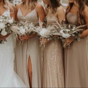 BEAUTIFUL SEQUIN NUDE BRIDESMAID DRESS